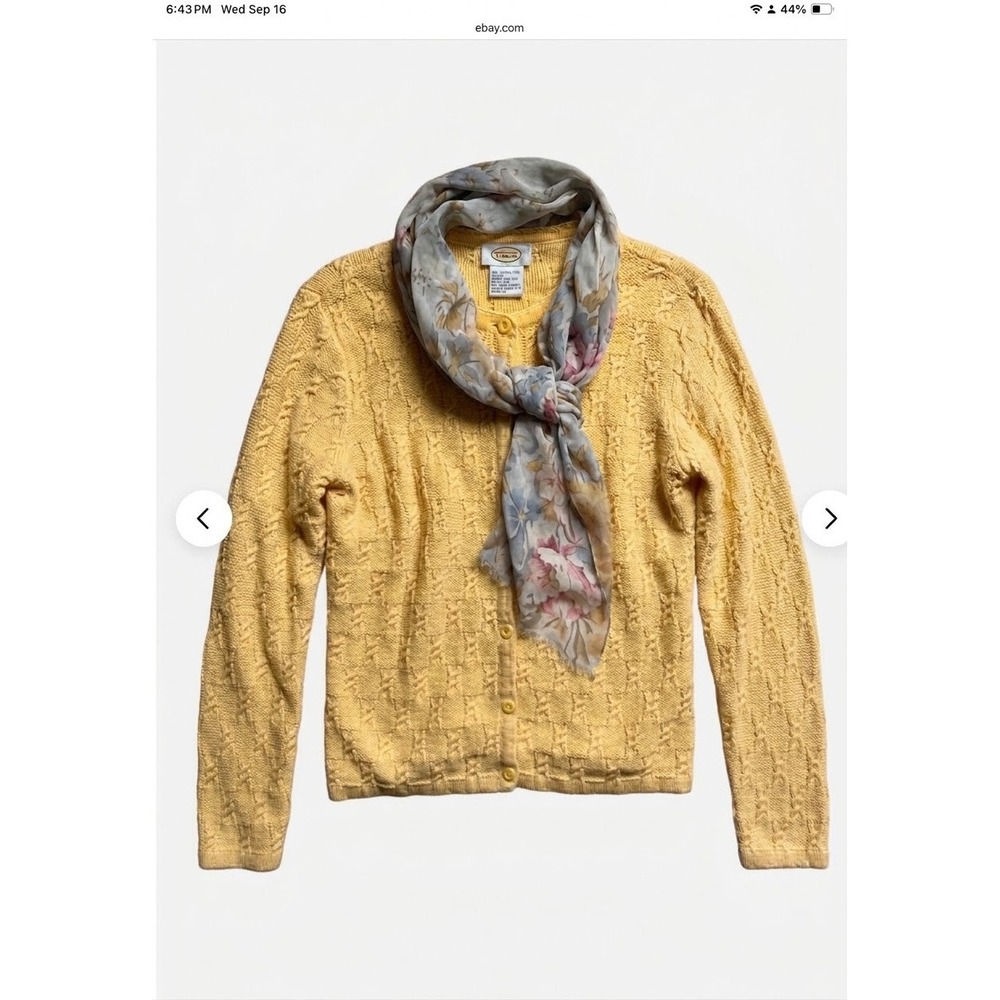 Talbots Cotton Cable Knit Button Front Cardigan Sweater M Autumn Soft Girl